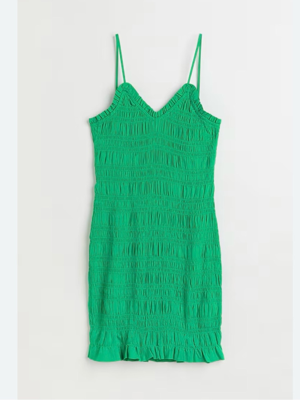 H&M Emerald Green Ruched Spaghetti Strap Mini Dress NWT